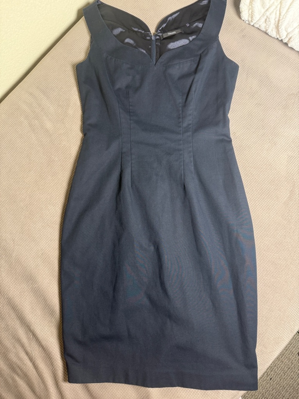 Tahari Navy Fitted Sheath Dress